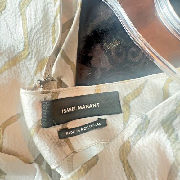 Isabel Marant Siasi 100% Silk Blouse in Beige Bohemian Chic Long Sleeve Size 42 - Picture 15 of 15
